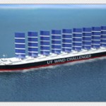 Outfitting a bulk carrier with as many 9 rigid telescoping sails may bring sailing ships back into vogue in the 21st century.  Source: Oshima Shipbuilding Co., Ltd.