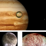 Galileo provided us with a new perspective on the Jovian system as it repeatedly flew by Jupiter's many moons. Seen here at the top is the moon Io with the planet in the background.