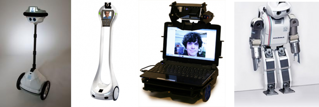 Four different telepresence robot designs