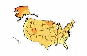 Average temperature change projections U.S.