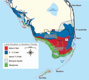 Southern Florida Showing Elevations and Aquifer
