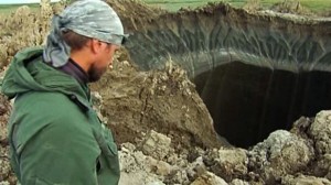 Siberian methane permafrost hole